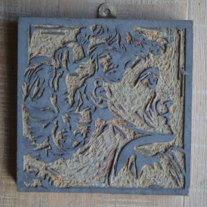 Original Linocut block showing last colour raised in relief