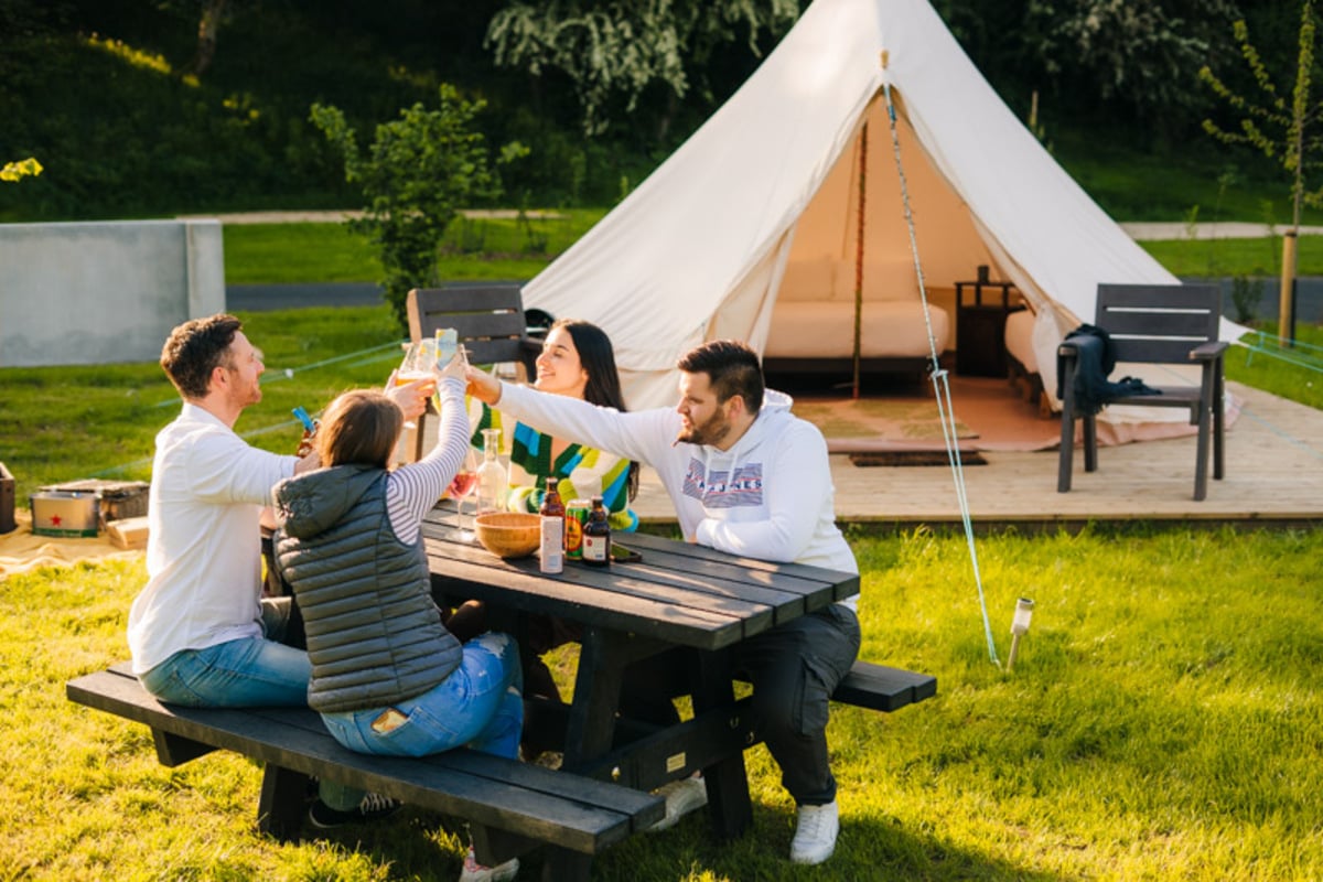 Glampers enjoying the new Glamping Village Westport House  