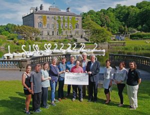 Photographed at the handover of a cheque for €10,000, the proceeds of the Charity Open Day at Westport House celebrating the 50th anniversary of Western Care Association are: Sharon McGing, Frank Byrne and Rene O'Boyle, Western Care, Karen and Sheelyn Browne, Joint Managing Directors, Westport House, Declan Sweeney, Regional Service Manager (Central Area), Christopher Clynes, , Joe Brett, Fundraising Manager and Bernard O’Regan, Executive Director, Western Care, Biddy Hughes, Sales & Marketing Director and Joan Collins, Operations Manager, Westport House and Louise Nobel-Moore, Adventure West Photo: John Moylette Photography