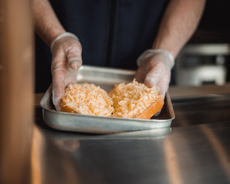 Our Toastie Food Truck's sourdough toasties are expertly crafted to achieve that perfect crispy, golden-brown crunch.