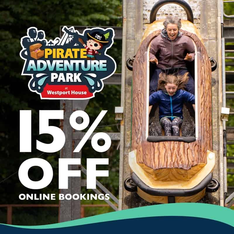 Get 15% off your Pirate Adventure Park tickets PLUS enjoy FREE ENTRY to The Interactive Gaming Zone AND Westport House with this amazing last season offer.