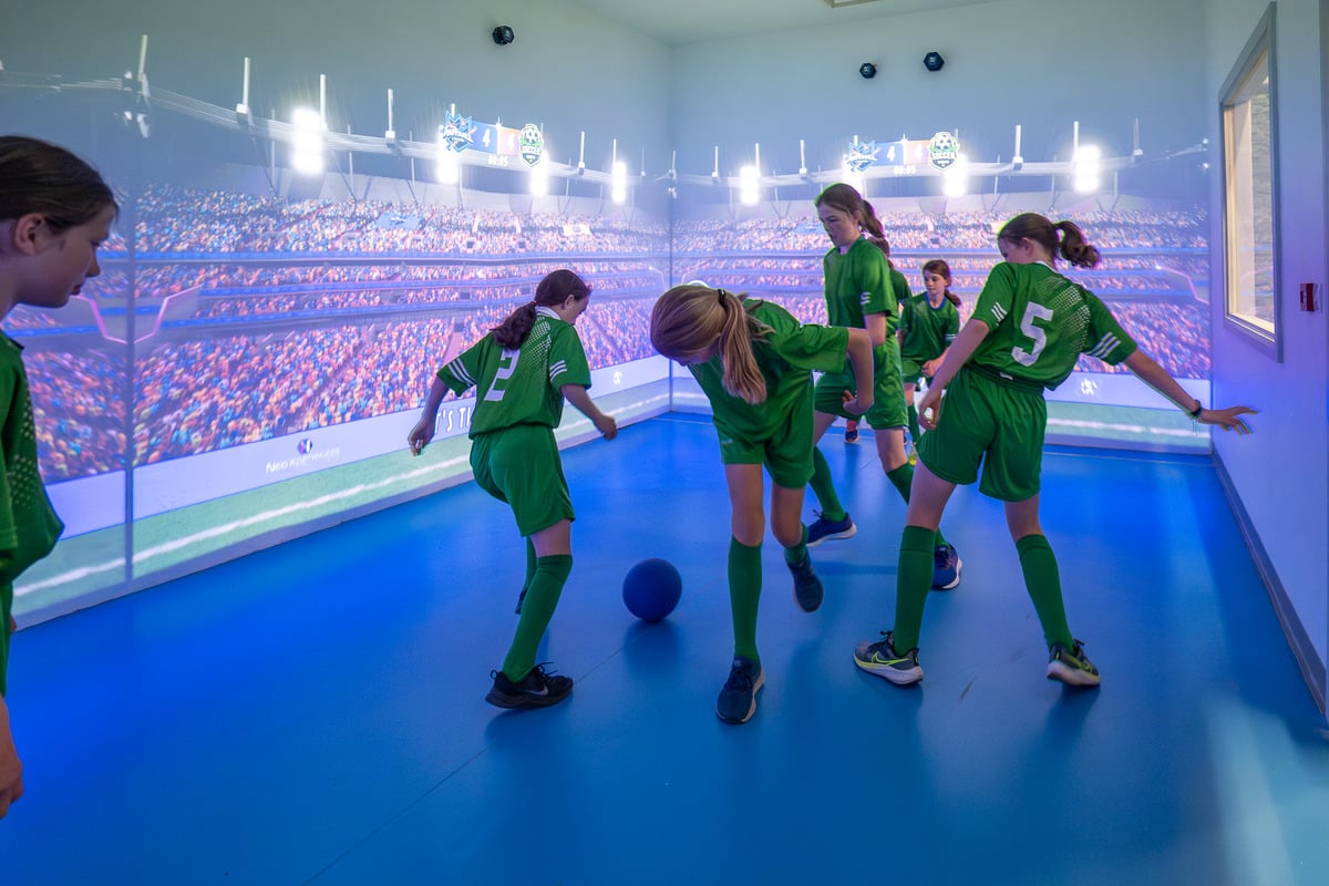 Scoil Padraig Girls Team enjoying the Interactive Gaming Zone, Westport House