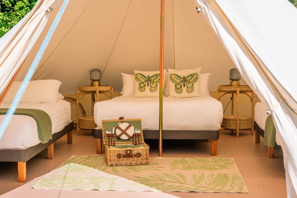 A glimpse inside our Glamping tents, complete with those essential home comforts at Westport House 