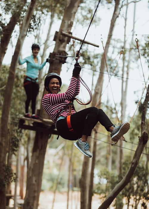 Race your friends to the Quarry Floor on our Twin Zip-Lines, Westport Adventure. 